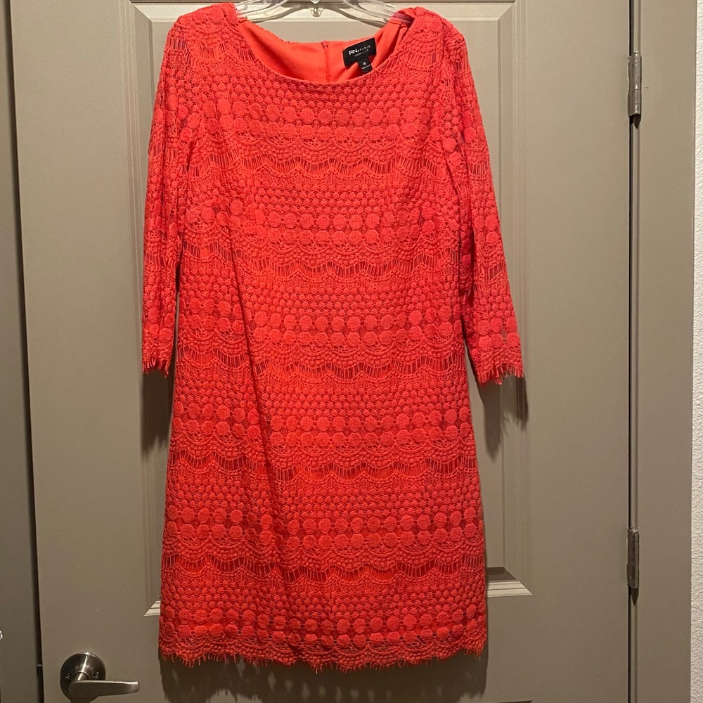 Coral lace dress
